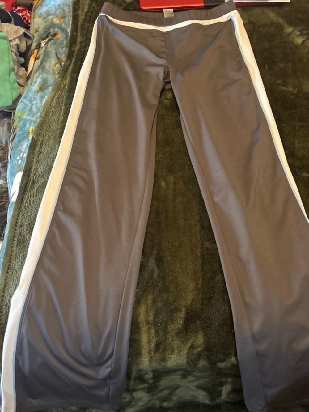 Champion Gray Track Pants with White Side Stripes